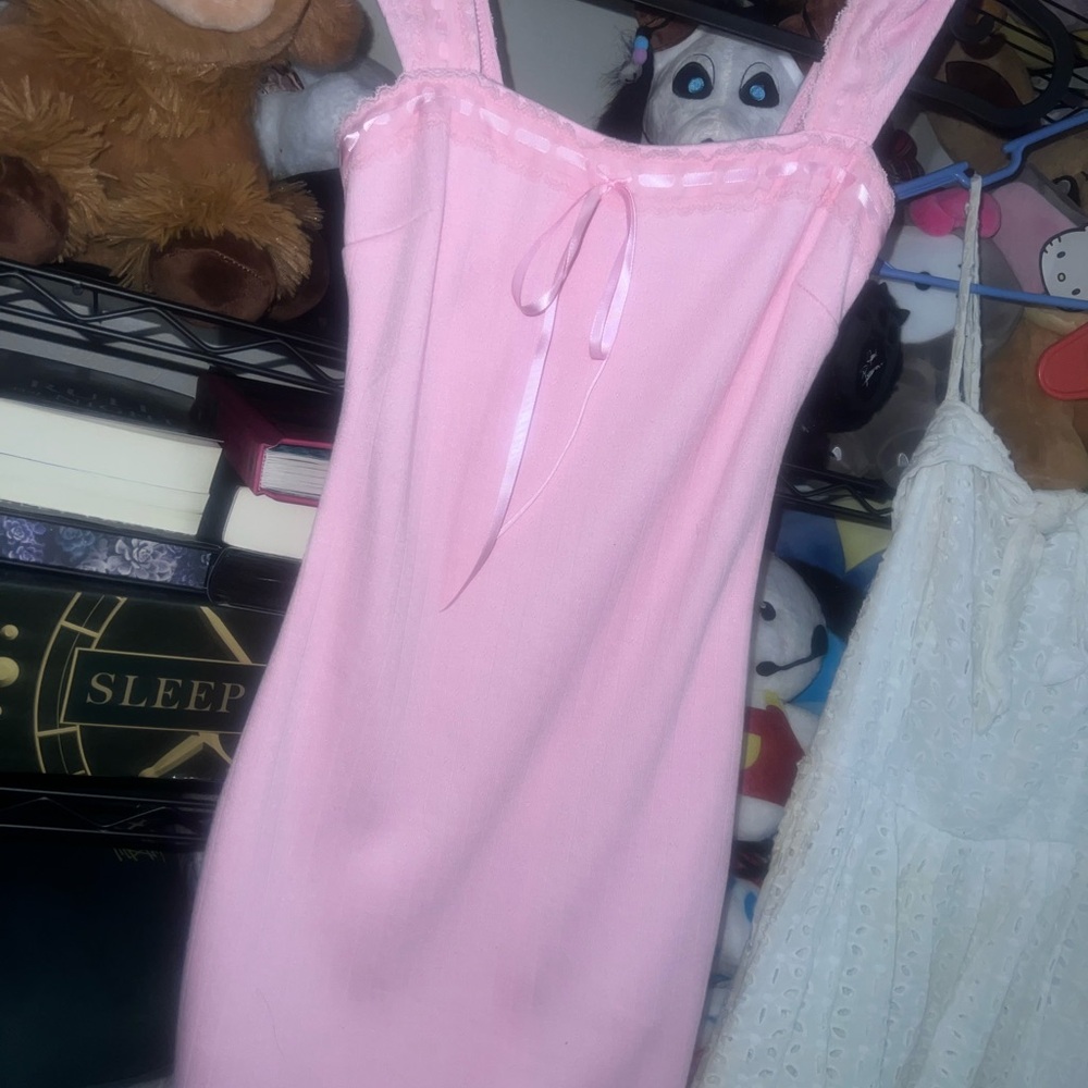 Square Neck Ribbon Mini Dress - Picture 5 of 6